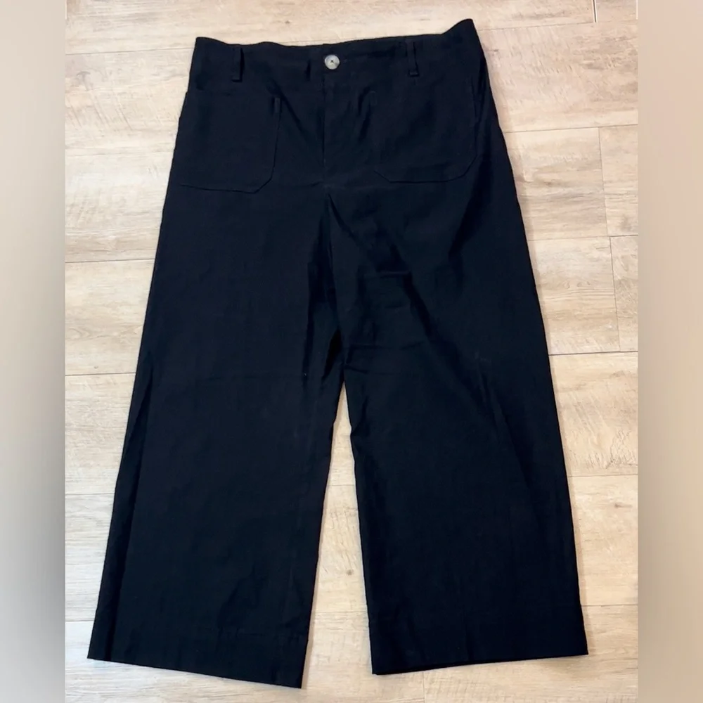 Anthropologie Maeve The Colette Linen Blend Wide Leg Cropped Pants Size 33 - Picture 3 of 9